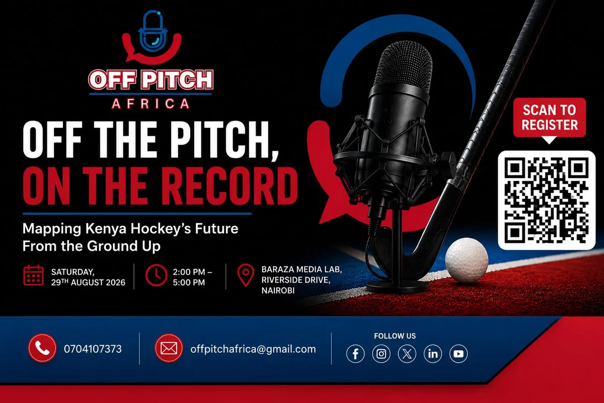 Off The Pitch, On The Record — Mapping Kenya Hockey's Future From the Ground Up, event poster